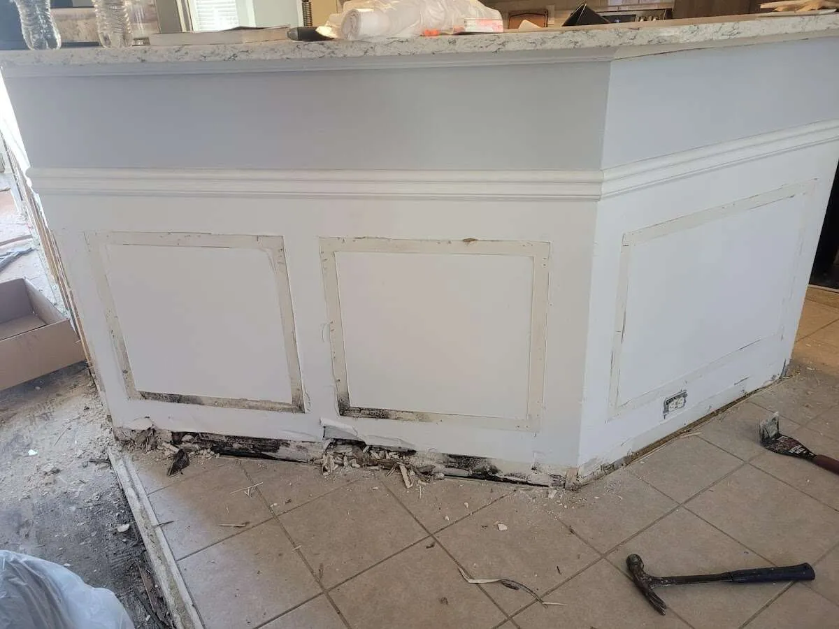 Water damage and mold on kitchen during Storm Damage Restoration in Independence